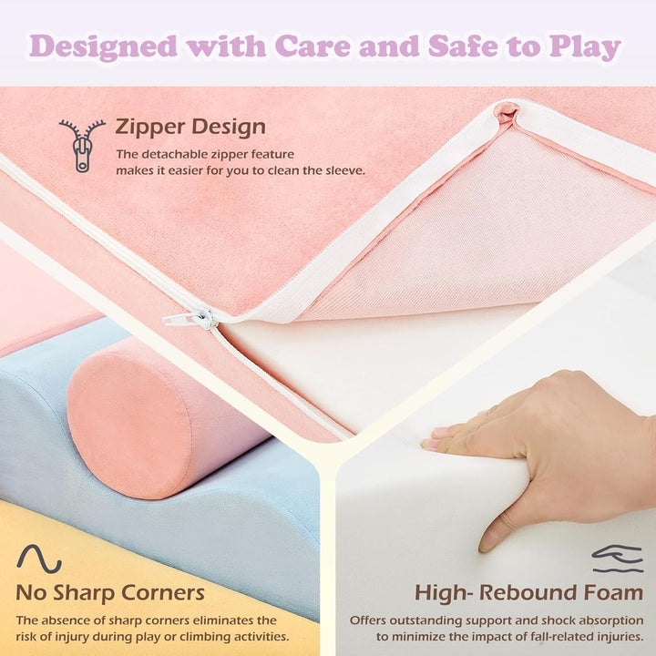 Climbing Toys for Toddlers, Toddler Climbing Toys Indoor, 7-Piece Soft Foam Climbing Blocks Set, Toddler Playtime Corner Climber Indoor Foam Play Gym for Climbing Crawling and Sliding