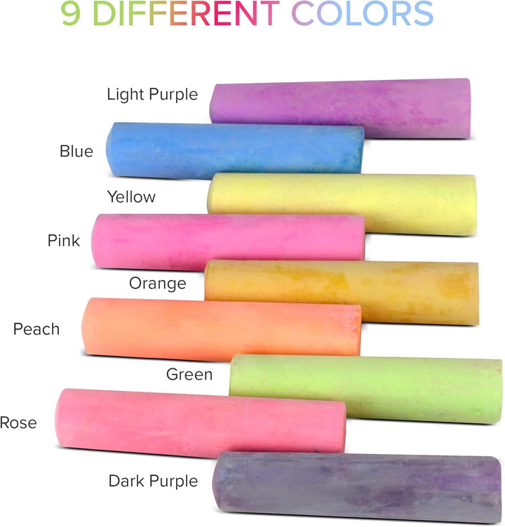 Non Toxic Sidewalk Chalk Bucket (24 Count) - Washable Colored Chalk Bulk Set for Kids and Toddlers Outdoor Games