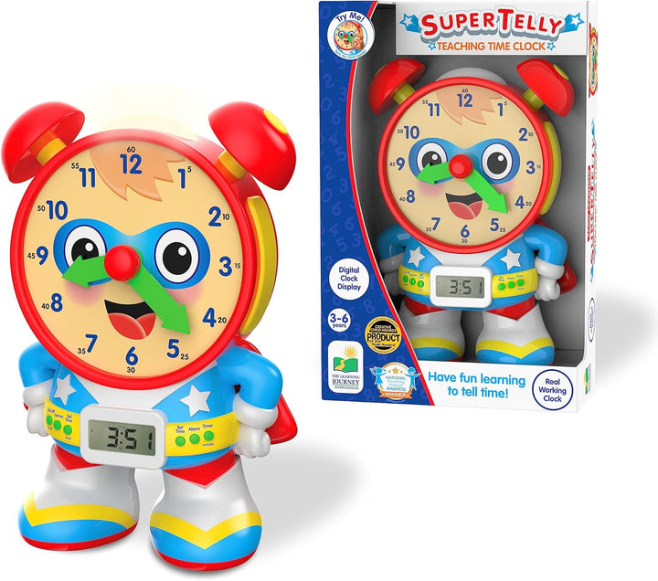 - Telly Jr. Teaching Time Clock - Primary Color - Telling Time Teaching Clock - Toddler Toys & Gifts for Boys & Girls Ages  - Award Winning Toys