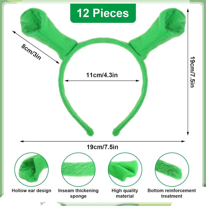 Green Ears Headbands Halloween Head Wrap Hair Accessories Cute Hair Band for Adult Kids Halloween Cosplay Decoration