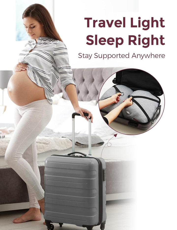 Portable Pregnancy Pillow – W Shaped Maternity Support for Side Sleepers, Adjustable Travel Wedge Pillow for Back, Belly, and Hip Relief, Ideal for Pregnant Women, Deep Grey
