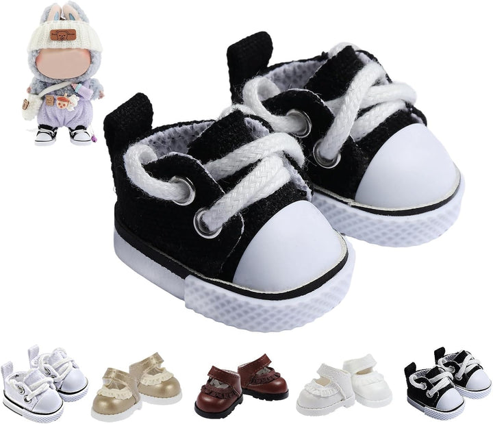 2025New Doll Shoes,For Bubu Shoes, Perfect Match for Bubu Clothes,Shoes for 15&17Cm Doll Accessories,1 Pair of Mini Black Canvas Shoes