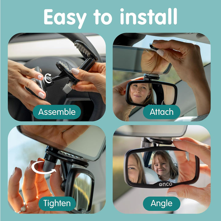 Forward Facing Baby Car Mirror - Clip on Car Mirror for Baby, 100% Shatterproof & Shakeproof, Newborn Essentials