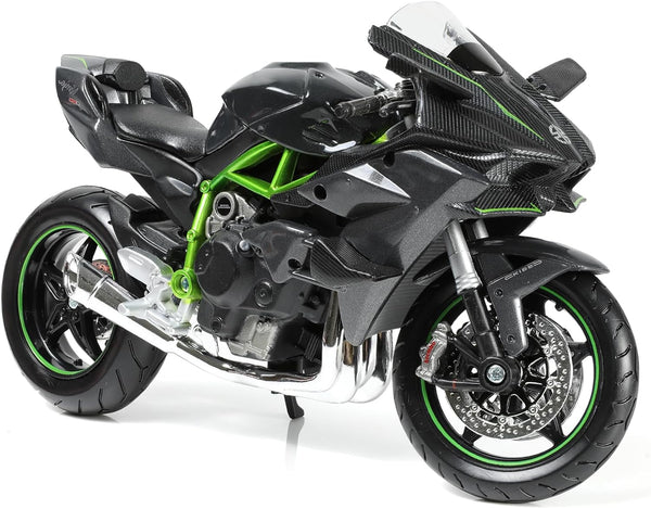 Compatible for 1:12 Kawasaki Ninja H2R Motorcycle Model Toy Die-Cast Metal Mini Motorbike Toy for Boys and Adults Black Moto Model Collectible Gift