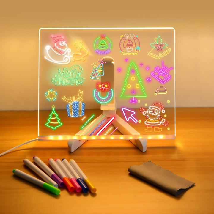 Led Note Board with Colors, Light up Acrylic Message Board, Glowing Acrylic Dry Erase Board with Light, Led Boards to Write On, Led Writing Board Led Drawing Board (Large/11.8 * 7.9 Inches)