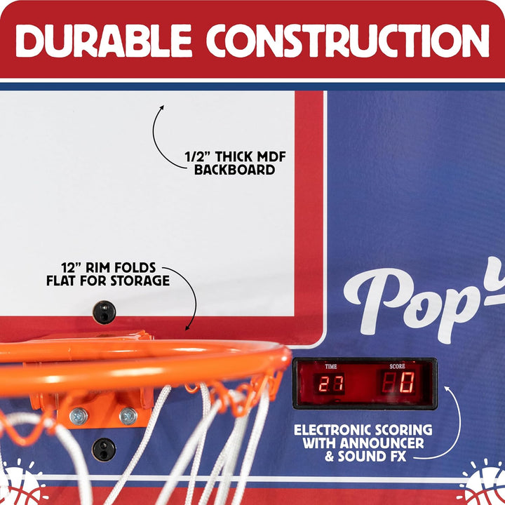 - Pop-Up Game | Arcade Basketball Inside, Out, and on the Go | Infrared Sensor Scoring | 3 Balls | Foldable, Portable, Tote Bag Included