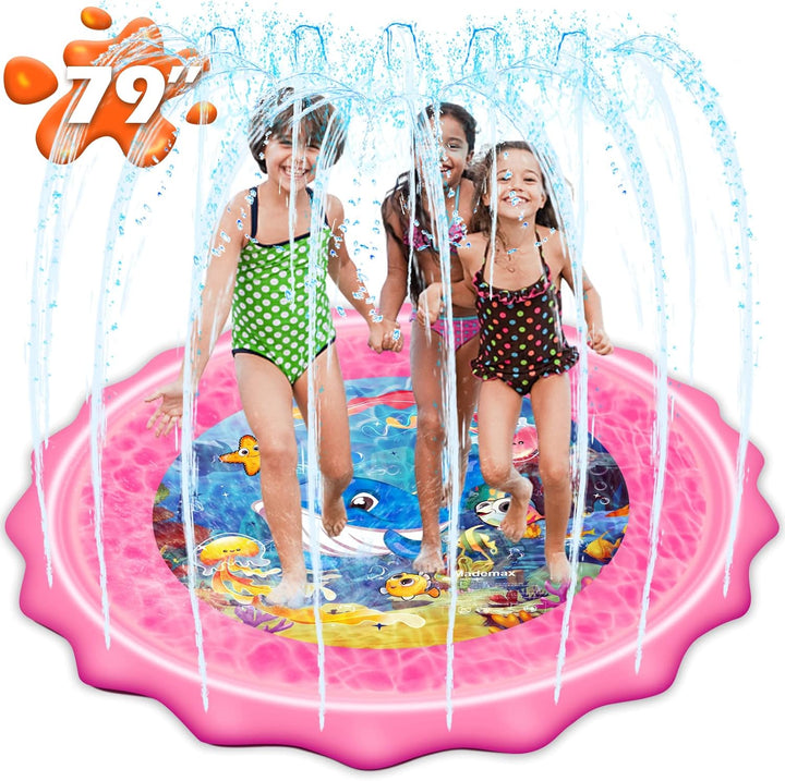 Upgraded 67" Splash Pad, Sprinkler & Splash Play Mat, Inflatable Summer Outdoor Sprinkler Pad Water Toys Fun for Children, Infants, Toddlers, Boys, Girls and Kids