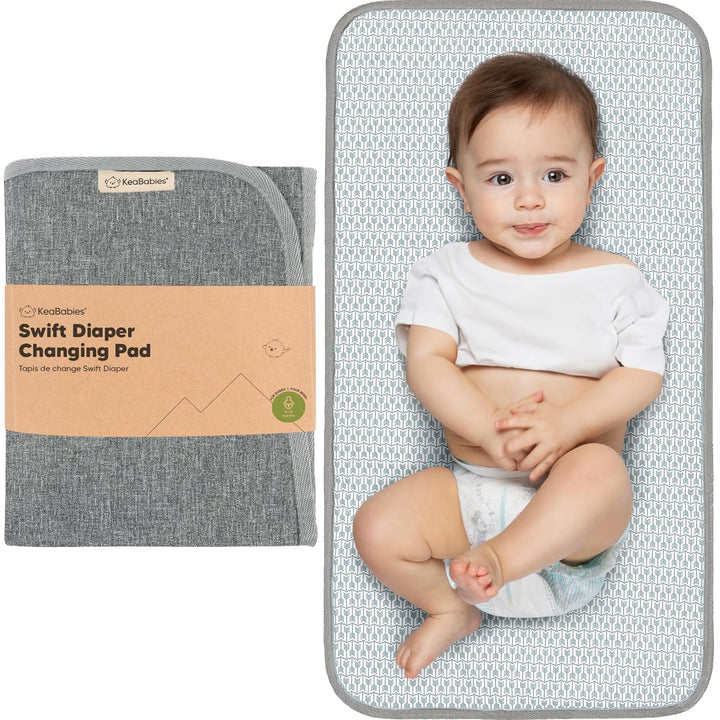 Portable Diaper Changing Pad, Easy Wipe Clean - Foldable Waterproof Baby Changing Mat for Diaper Bag, Compact, Lightweight, 25X13 Baby Changer Travel Essential, Machine Washable (Black Geo)