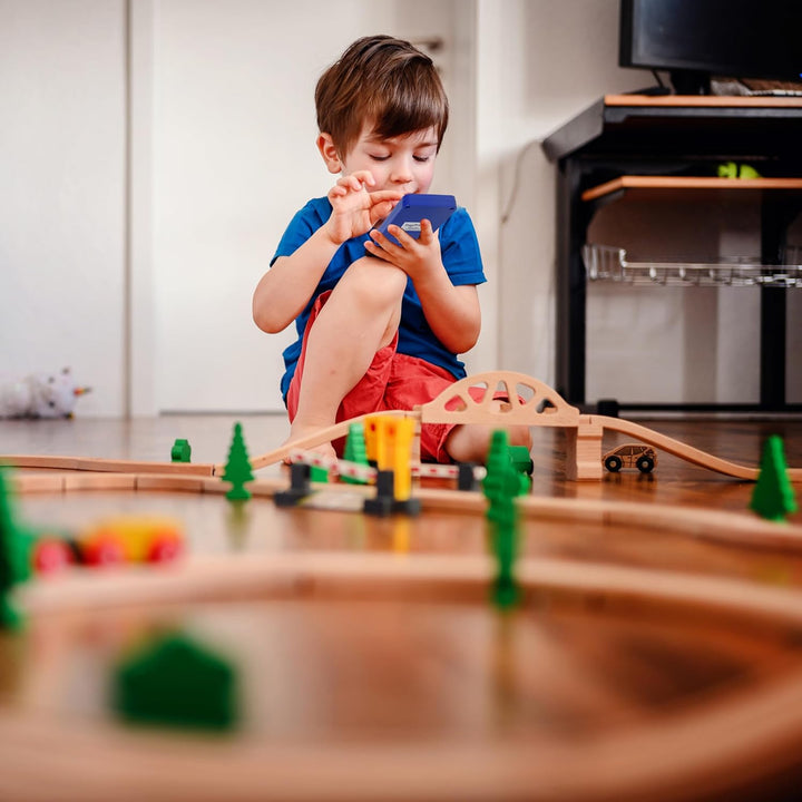 Train Noisemaker with 16 Sounds, Train Whistles, Horns, Conductor and Engine Noises, Portable Electronic Sound Maker Train Themed Sound Board for Kids with 16 Effects, Birthday Noise Maker Toy Gift