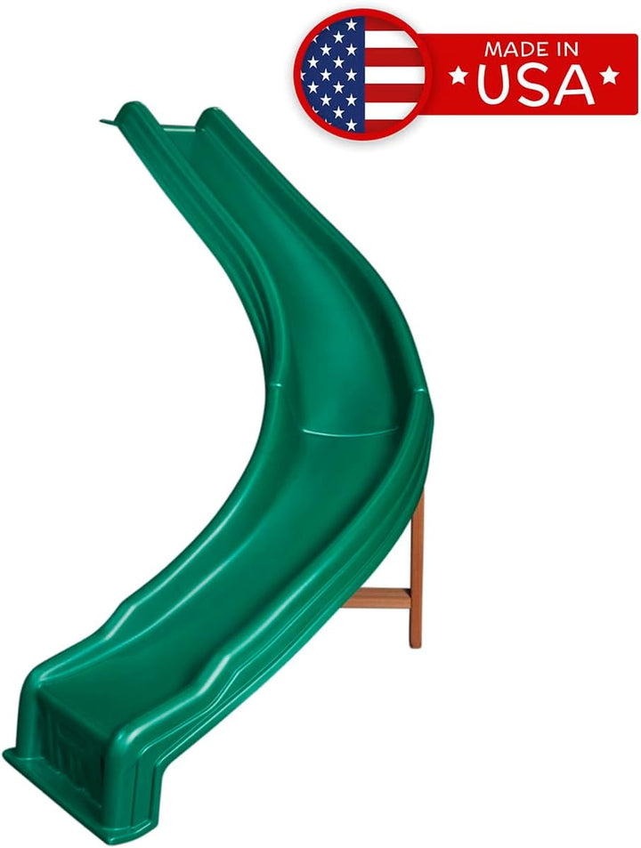 WS 8338 Side Winder Curved Plastic Slide for 4' Decks with Safety Handles, Green