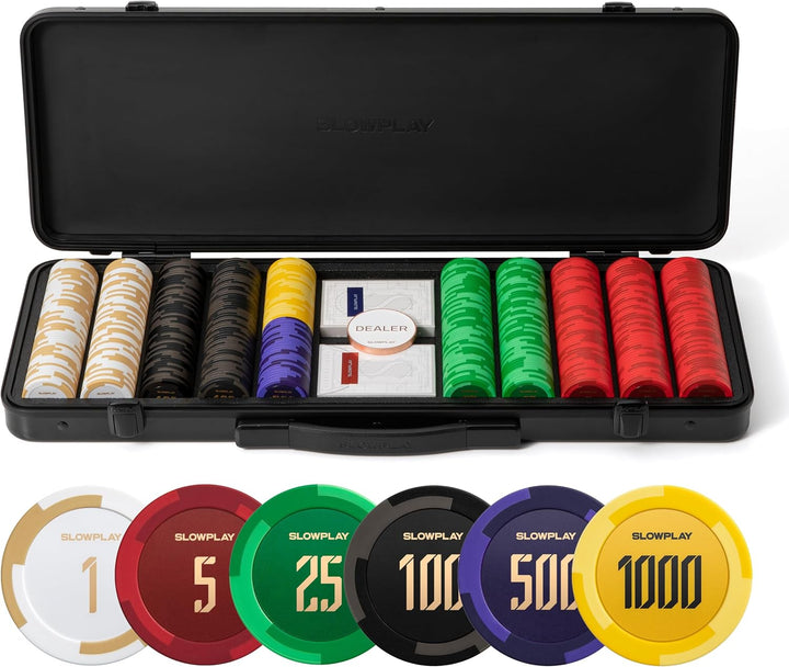 Godel 14G Clay Poker Chips Set for Texas Hold’Em, 500 PCS [Blank Chips] Features a High-End Chip Case with Extra Durable German Polycarbonate Shell, Ideal Gifts for Poker Players