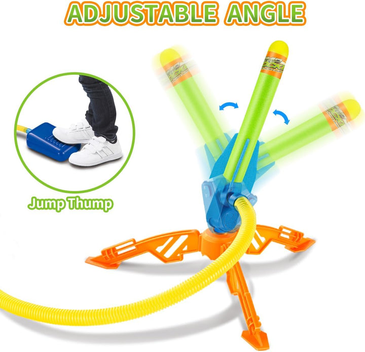 Toys Rocket Launcher for Kids, Outdoor Summer Toys Games for Ages 3 4 5 6 7 8+ Years Old, Toddler Boys Birthday Gifts, 6 Foam Air Rockets, Launch up to 120+Ft