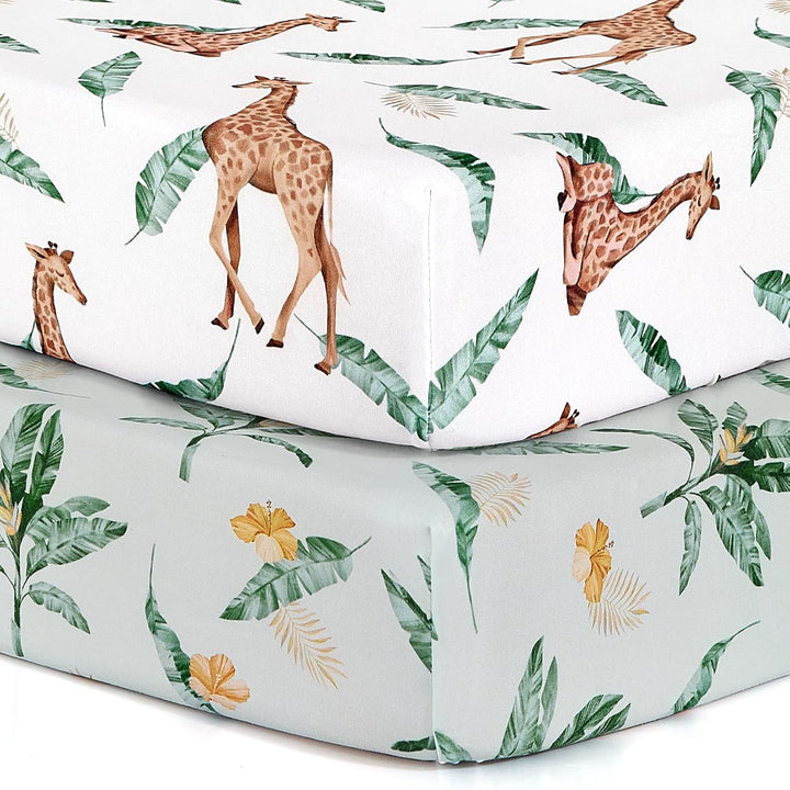 Pack N Play Sheets,  2 Pack Mini Crib Sheets,Stretchy Portable Fitted Playard Sheet Set, Convertible Playard Mattress Cover,Ultra Soft Breathable Material,Elephant Whale