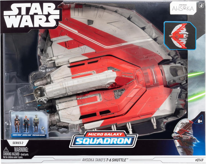 Star Wars Micro Galaxy Squadron Ahsoka Tano'S T-6 Jedi Shuttle - 13-Inch Vehicle with Rotating Wings and Three 1-Inch Micro Figure Accessories