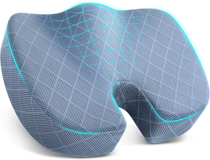 Seat Cushion - Memory Foam Cushion for Office Chair, Car Seat, Airplane, Bleacher - Sciatica & Hip & Coccyx Pain Relief Desk Chair Cushion for Long Sitting Office Workers, Car Drivers