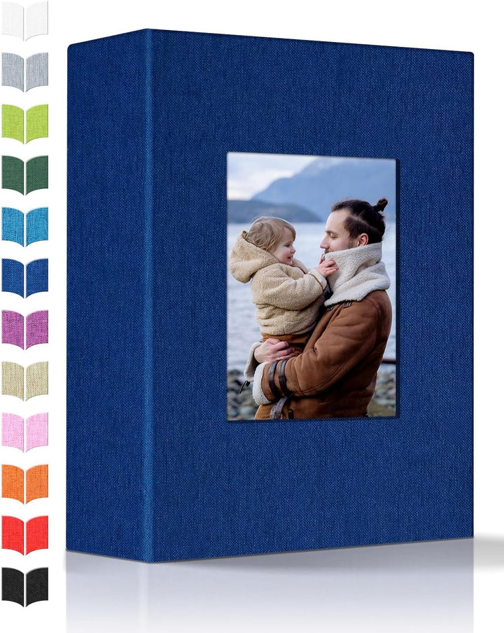 Photo Album 4X6 with 300 Pockets,Slip-In Picture Albums,Linen Cover Memory Book with Front Window,White Page Vertical Photo Book for Wedding,Family,Anniversare,Baby,Vacation