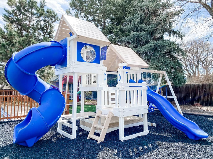 Premium Turbo Twister Playset Slide - Made in the USA - Tube Slide Only (7Ft Deck Height, Blue)