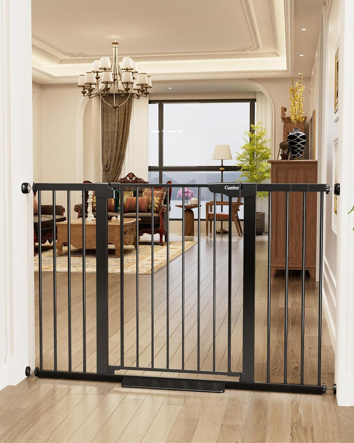 29.7-46" Baby Gate for Stairs, Toddler Safety Essentials for the House, Auto Close Dog Gate for Doorways, Mom'S Choice Awards Winner-Easy Install Pressure Mounted Pet Gates for Dogs, White