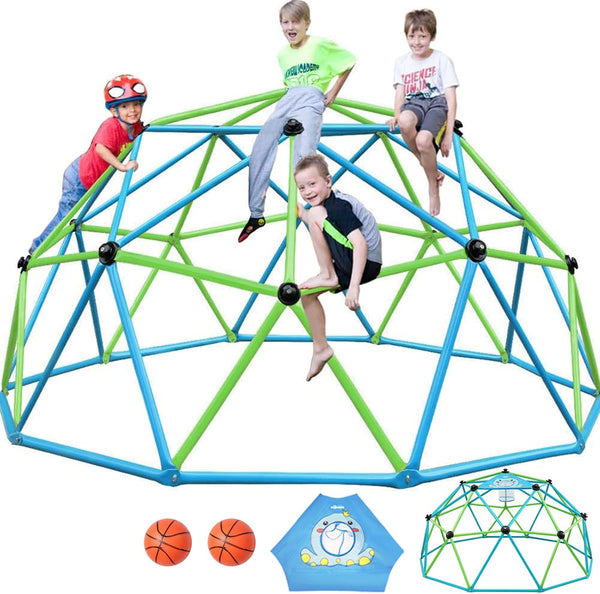 10FT Climbing Dome, Experience Ultimate Fun with the 2025 Upgraded Decagonal Geo Dome Climber - Supports 1000LBS Outdoor Playset and Easy Assembly Play Equipment for Kids (Turquoise, 10FT)