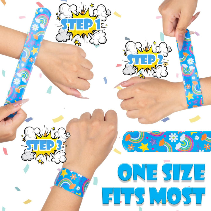 60 Pcs Slap Bracelets for Kids, 30 Styles Colorful Bulk Slap Wristbands - Animals Heart Galaxy Cute Slap Bracelets for Easter Party Favors Classroom Prizes Exchanging Gifts
