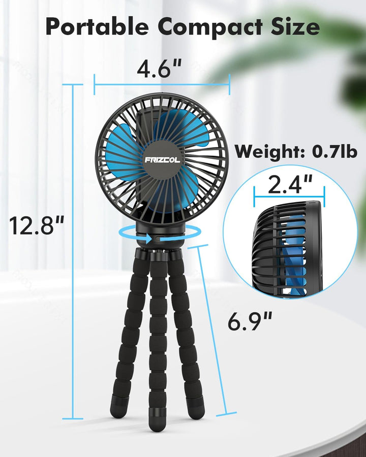 Stroller Fan for Baby - Portable Fan Rechargeable - Battery Operated Fan(Use for 24Hrs) - Fan for Handheld/Clip On/Car Seat/Desk/Camping
