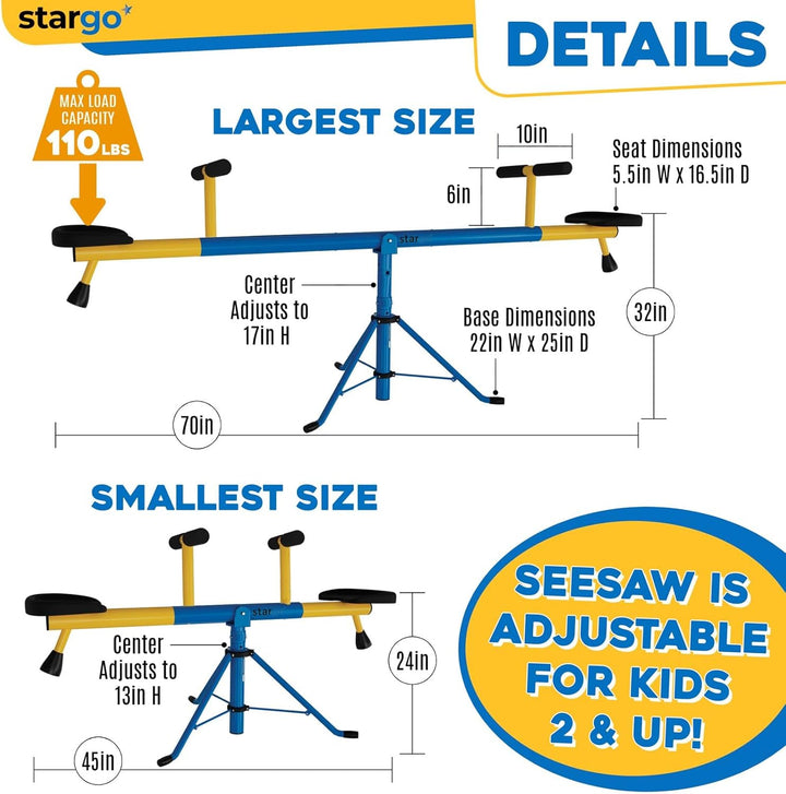 Swivel Teeter Totter Indoor for Toddlers Age 2-5, 360 Seesaw Frame Expands for Kids Outdoors for Ages 4 5 6 7 8 9 10, outside Toys Playground Equipment