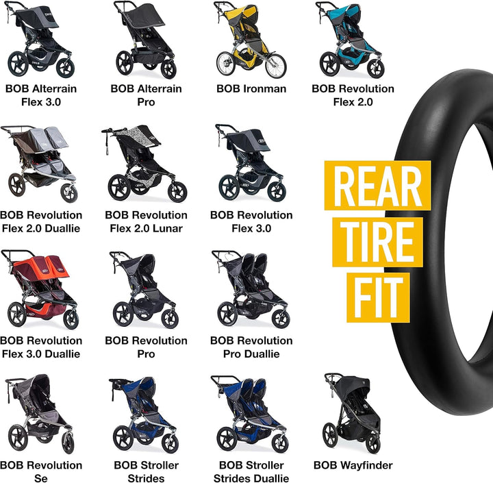 BOB Stroller Tire Tube Replacement 16"X1.75" Rear Inner Tube for Wayfinder, Alterrain, Revolution Flex/Pro/Se, Strides, Ironman & Duallie Joggers – Durable, Easy to Install & Leak-Resistant