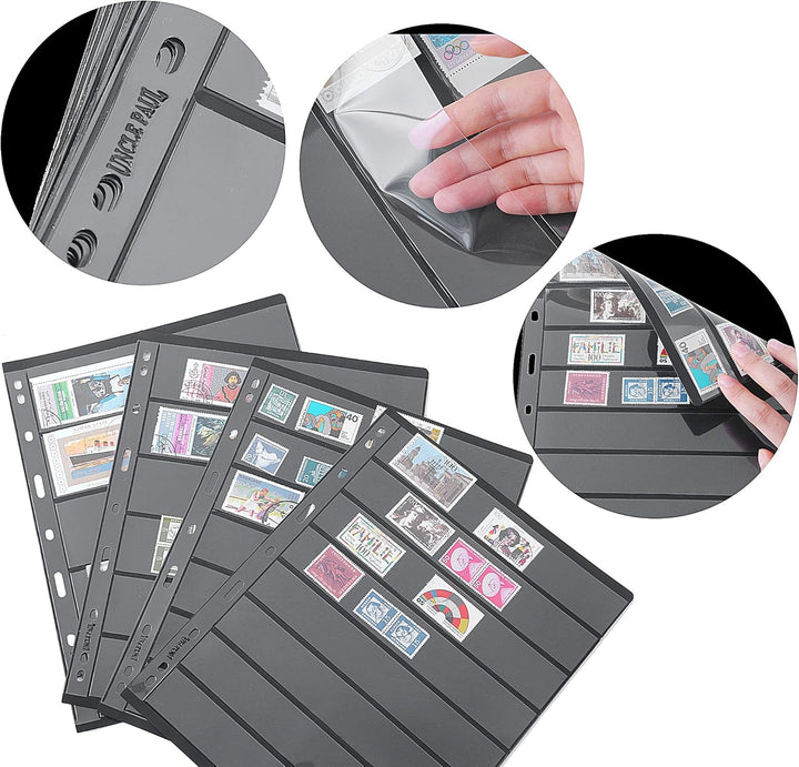 Stamp Collection Inserts - Collector Stamp Album 12 Sheets with 4 Mixed Sizes for Stamp Collection Binder Kit IS01MX112