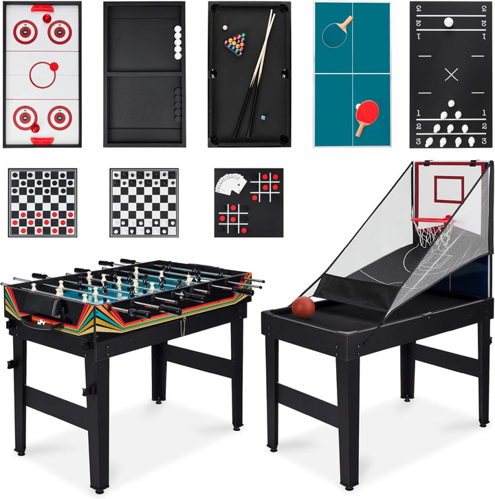 13-In-1 Combo Game Table Set for Home, Game Room, Friends & Family W/Ping Pong, Foosball, Basketball, Air Hockey, Archery, Chess, Checkers, Shuffleboard, Bowling