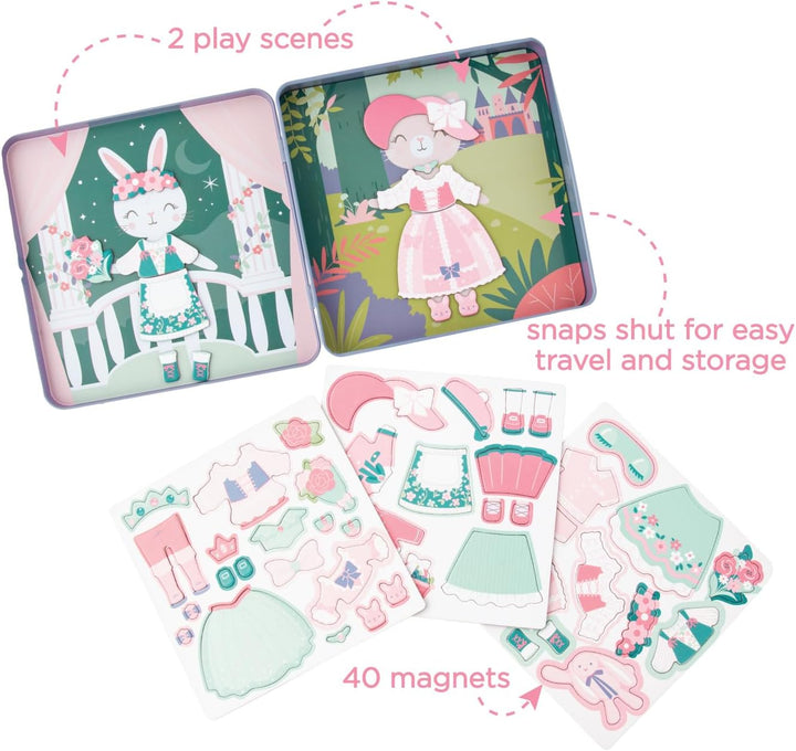 , Travel Tin Magnetic Dress Up,Bunny and Cat Small, 40 Unique Pieces