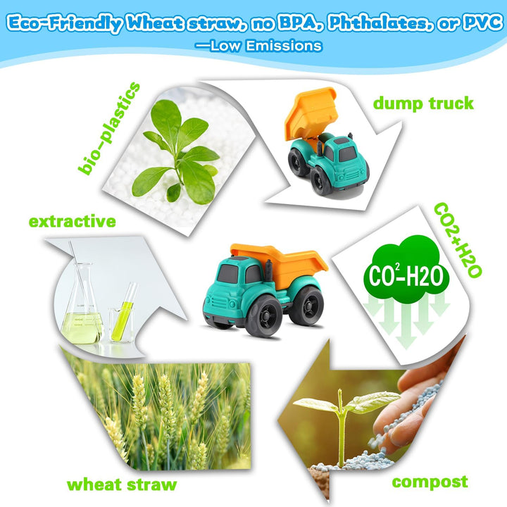 Toddler Toys for Ages 2-4, Kids Toys for 1 2 3 Year Old Boy Girls,Dump Truck Cement Mixer Excavator Toy Cars Set, BPA Free, Phthalates Free, PVC, Outdoor Toddler Boy Toys Birthday