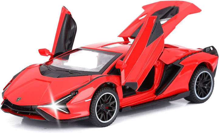 Lambo Toy Cars Sian Fkp37 Diecast Metal Model Car with Light and Sound Pull Back Car Toys for Boys Age 3 + Year Old (Blue)