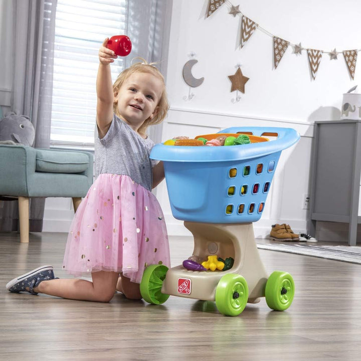 Little Helper'S Shopping Cart for Kids, Play Grocery Cart, Made of Durable Plastic, for Toddlers 2+ Years Old, Blue