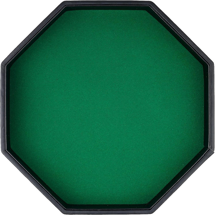 Dice Rolling Tray, Felt Lined PU Leather Octagon Dice Tray for Dungeon Crawler Games, Red