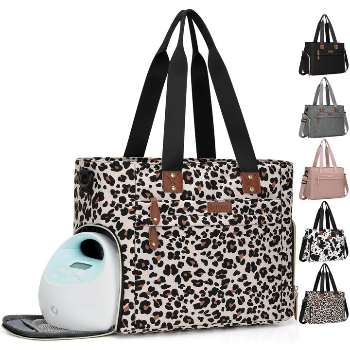 Diaper Bag Tote for Working Mom, Large Travel Diaper Tote for Mom and Dad with 15 Inch Laptop Sleeve, Mommy Maternity Travel Baby Bag for Boys and Girls, Black