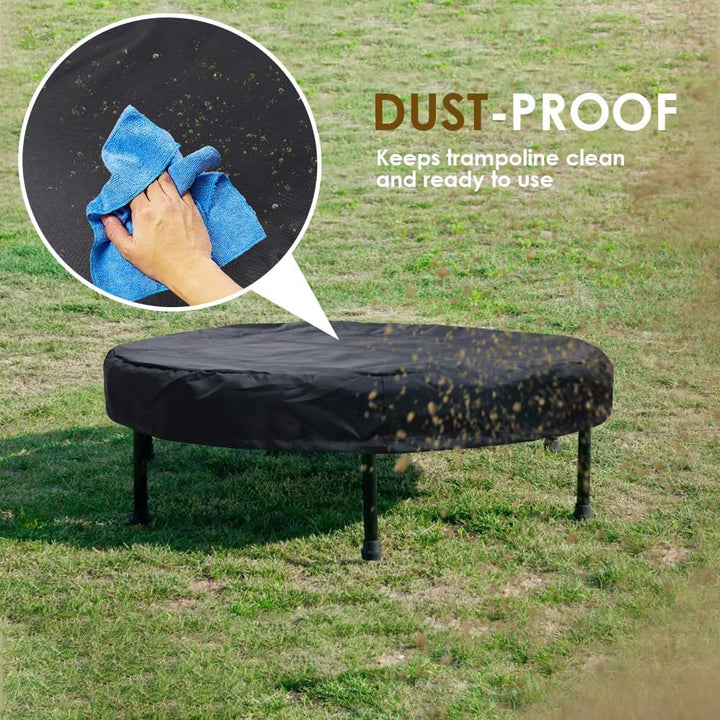Trampoline Cover Mini Trampoline Cover Waterproof Protective Cover for Trampoline Indoor Outdoor Garden Rebounder (Not Spring Cover) (Black, 48"Dia X 4.3"H)