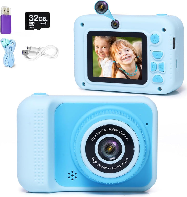 Kids Camera Toys, for Boys and Girls, Digital Camera for Kids, Toddler Camera Christmas Birthday Toy Gifts for Kids Age 3 4 5 6 7 8 9 10 with 32GB SD Card, Video Recorder 1080P HD (Green)