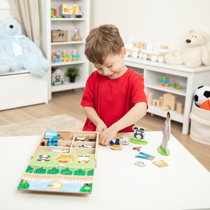 Occupations Magnetic Dress-Up Wooden Dolls Pretend Play Set (82 Pcs)