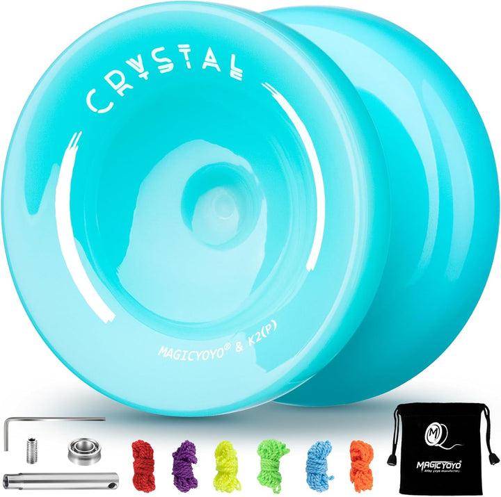 K2 Crystal Responsive Yoyo for Kids 8-12, Professional Fingerspin Trick Yoyo for Advanced, Dual Purpose Mode with Unresponsive Bearing+12 Yo Yo Strings+Yo-Yo Case Bag (Pink Purple Gradient)