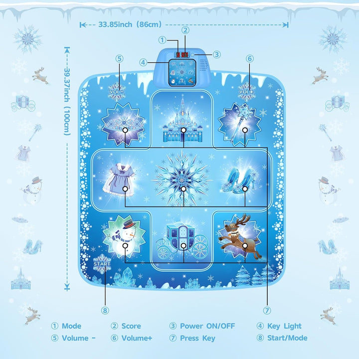 Dance Mat - Frozen Toys for Girls Electronic Dance Pad with 5 Game Modes, Built-In Music, Touch Sensitive Light up LED Kids Musical Mat, Christmas & Birthday Gift for Girls 3-12