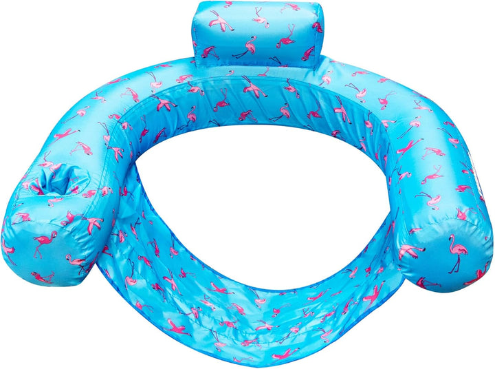ORIGINAL Fabric Covered U-Seat Inflatable Pool Lounger | with Comfortable Sling Seat, Back Rest, and Built in Cup Holder | for Pool, Beach, Lake, and More
