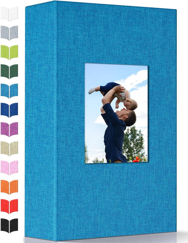 Photo Album 4X6 with 300 Pockets,Slip-In Picture Albums,Linen Cover Memory Book with Front Window,White Page Vertical Photo Book for Wedding,Family,Anniversare,Baby,Vacation
