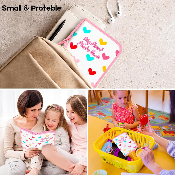 Baby Photo Book Holds 21 4X6 Photos, My First Photo Album for Baby or Toddler, "Love" Baby Photo Book Soft No Hard Edges, Cute Book Gift for Baby Shower Newborns Family Photos (Pink)