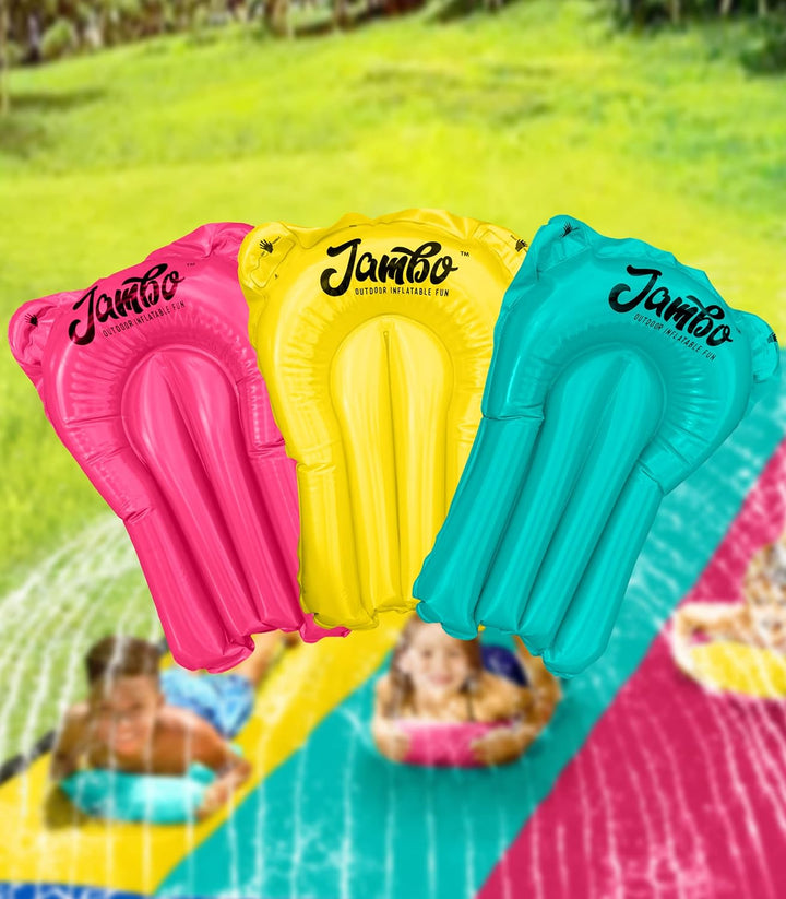 3 Pack Inflatable Body Boards for Water Slides, Boogie Boards for Pool, Lake & Slip Slides, Lightweight Floating Water Toys for Kids & Adults