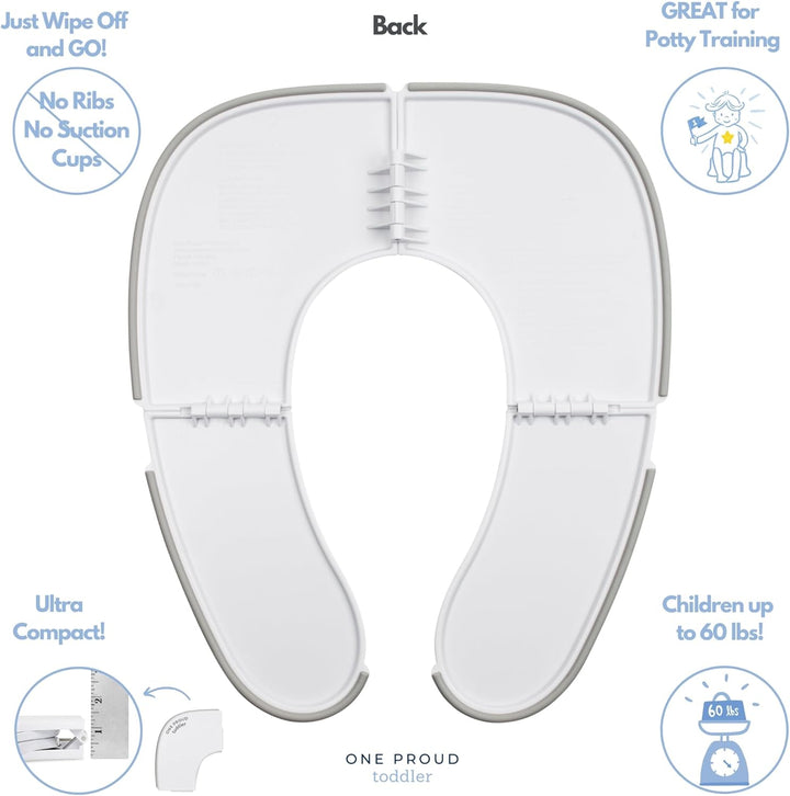 Travel Potty Seat, Ultra Compact, Ultra Non-Slip, Seat Made in USA, No-Pinch Locking Hinges, Easy to Clean, Included Carry Bag