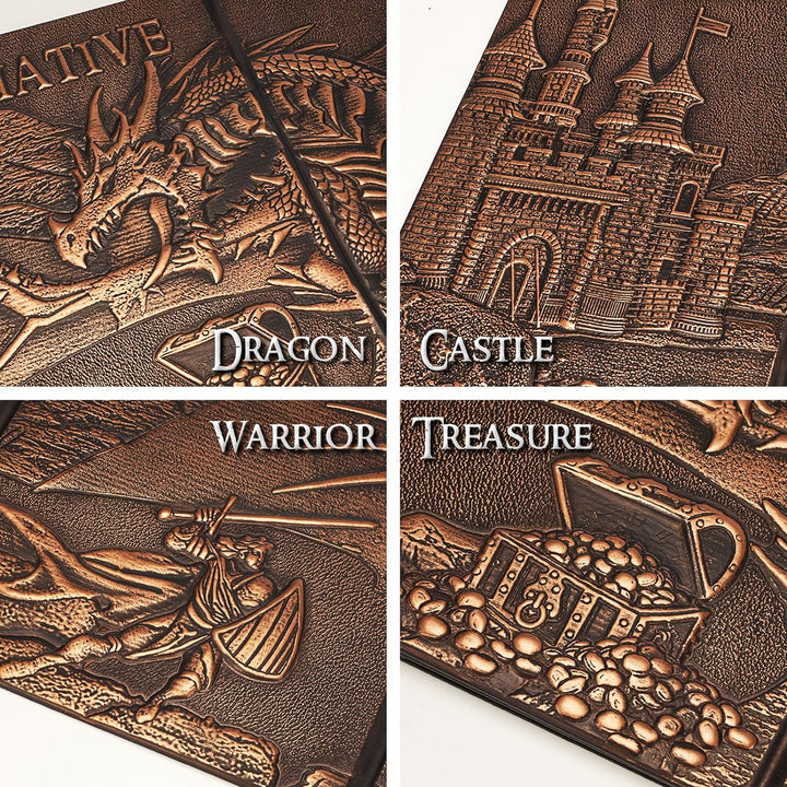 DND DM Screen 5E, D&D Dungeon Master Screen 3D Faux Leather 4 Panel Game Master Screen with Customizable Inserts - Dungeons and Dragons GM RPG Accessories Gift for Men or Women