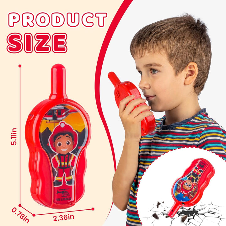 Walkie Talkies for Kids - Walkie Talkie Toys Gifts for 4 5 6 7 8 Year Old Girls Boys Long Range Fire & Rescue Walkie Talkies for Christmas Birthday Easter Gifts Indoor outside Games Red