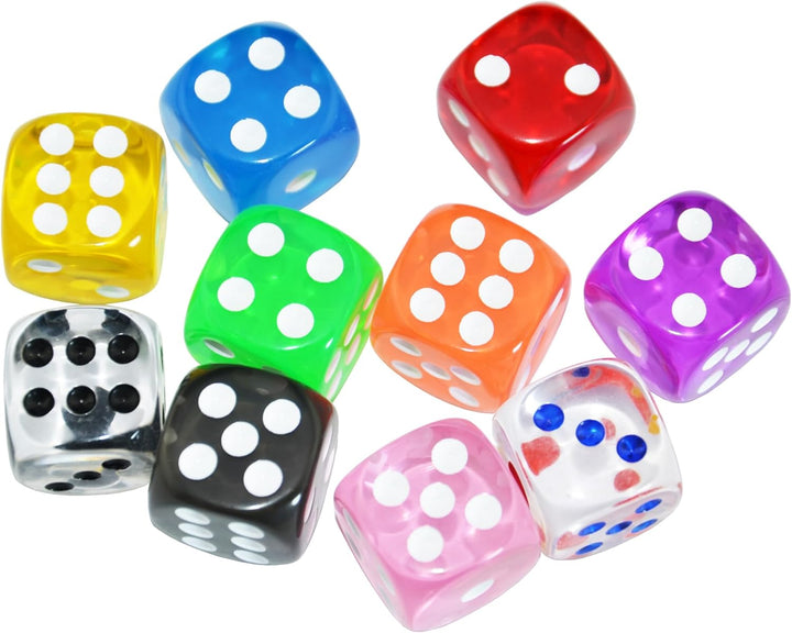 10-Pack D6 Six Sided 16Mm Transparent Dice Die for DND, MTG, RPG, Tenzi, Yahtze, Bunco, Table Borad Games, Math Teaching
