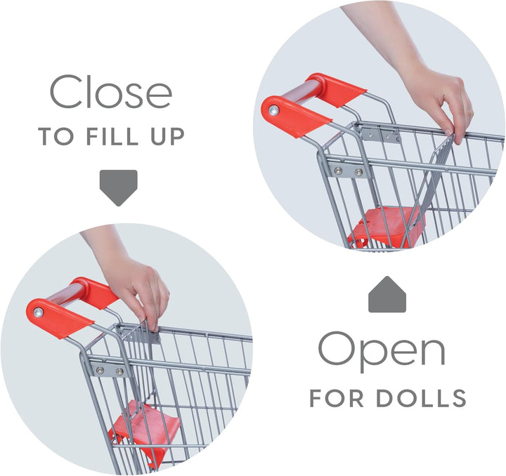 Toy Metal Shopping Cart - Supermarket Pretend Play Grocery Cart for Kids and Toddlers