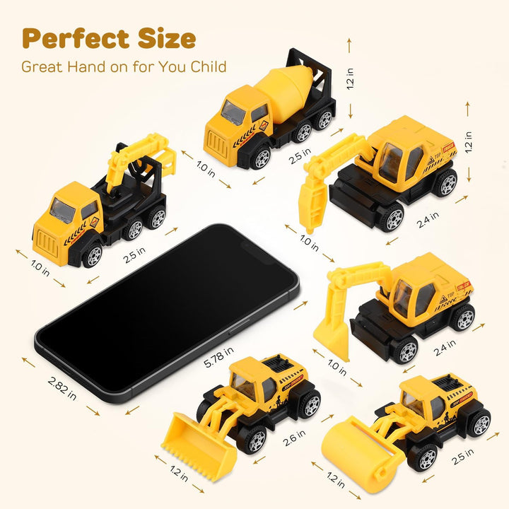 28 PCS Construction Toys for Boy Age 3-5, Small Construction Vehicles, Sandbox Toy for Boys, Small Construction Car Truck Excavator Party Favors Gifts for Boys